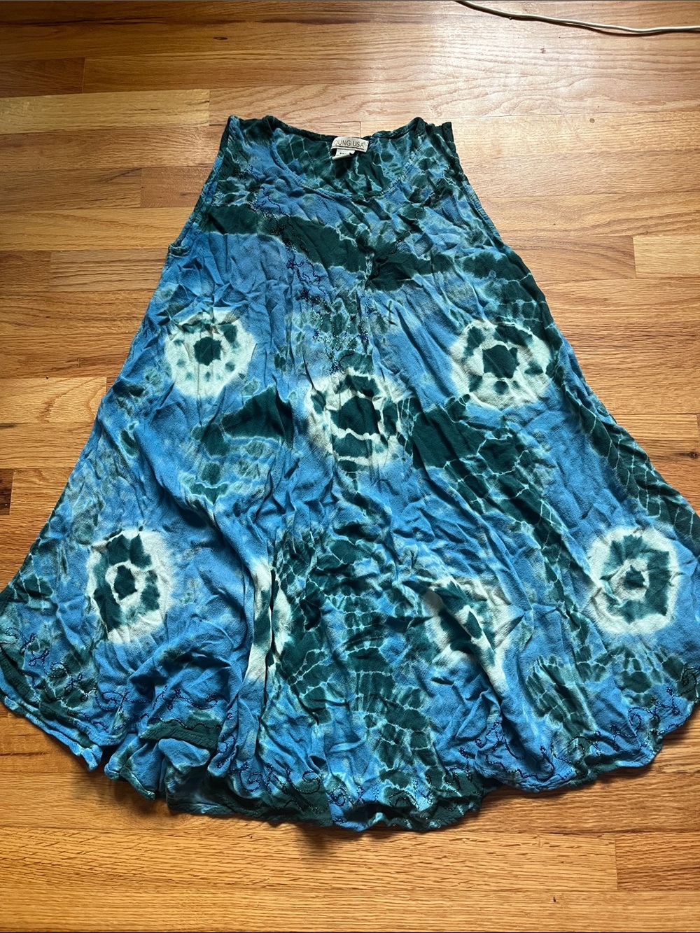 Blue Tie-Dye A-Line Women's Dress